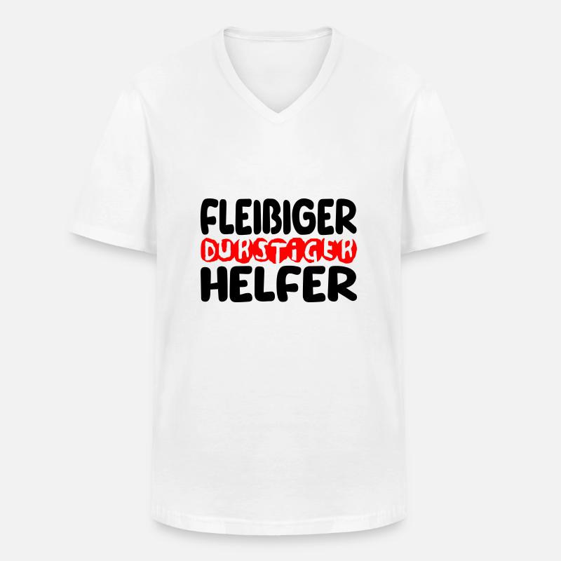 fleißiger durstiger helfer - Männer-T-Shirt mit V-Ausschnitt - Weiß
