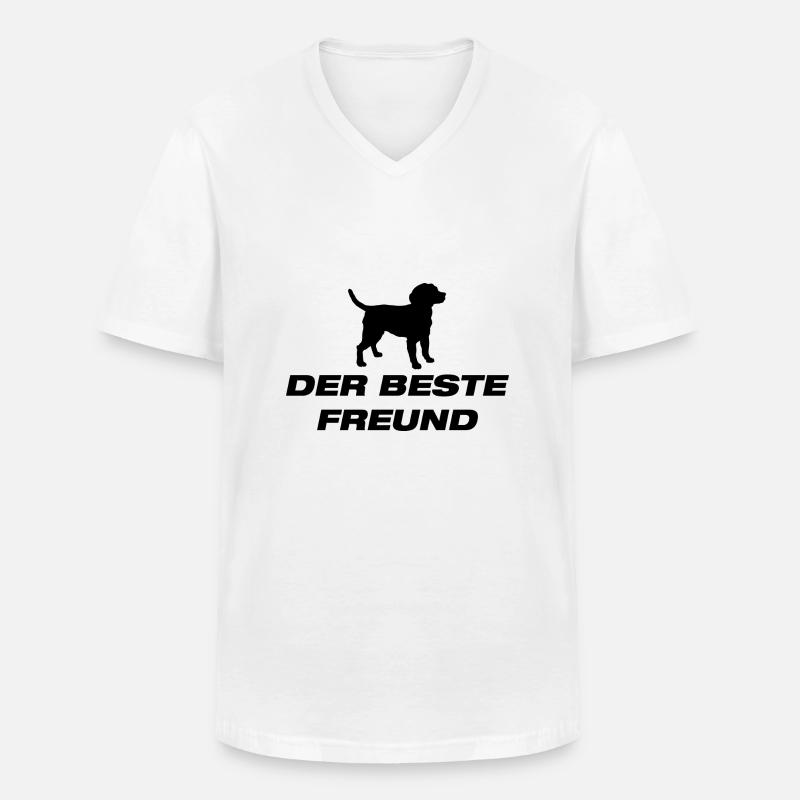 Dog Hund - Männer-T-Shirt mit V-Ausschnitt - Weiß