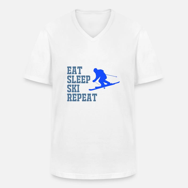 SKI EAT SLEEP REPEAT - Männer-T-Shirt mit V-Ausschnitt - Weiß