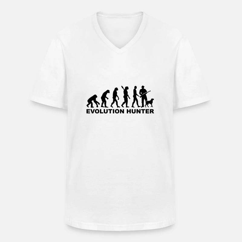 Evolution Hunter - Men's V-Neck T-Shirt - white