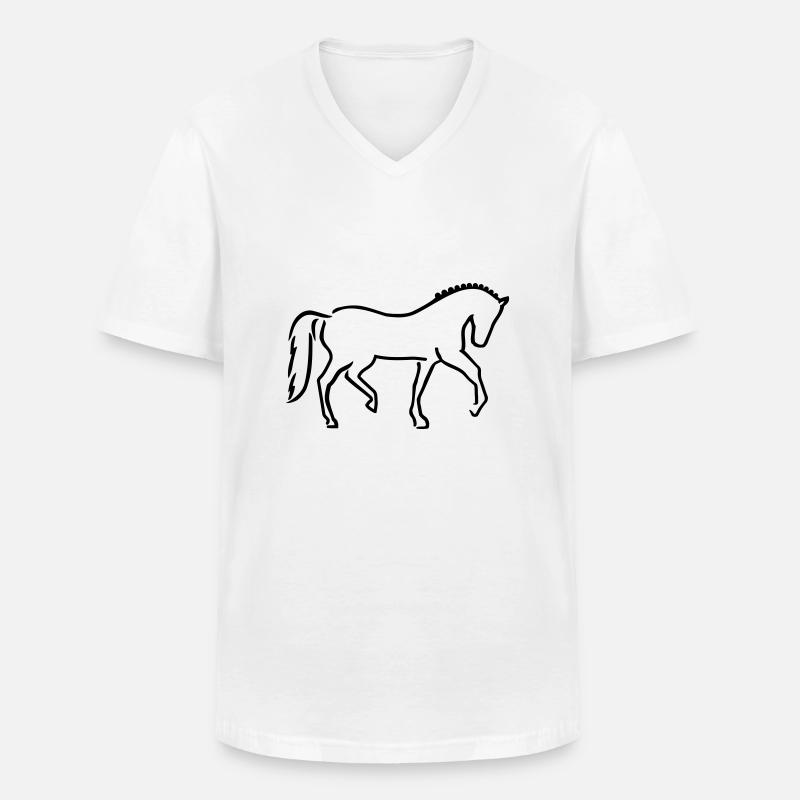 Pferd - Männer-T-Shirt mit V-Ausschnitt - Weiß