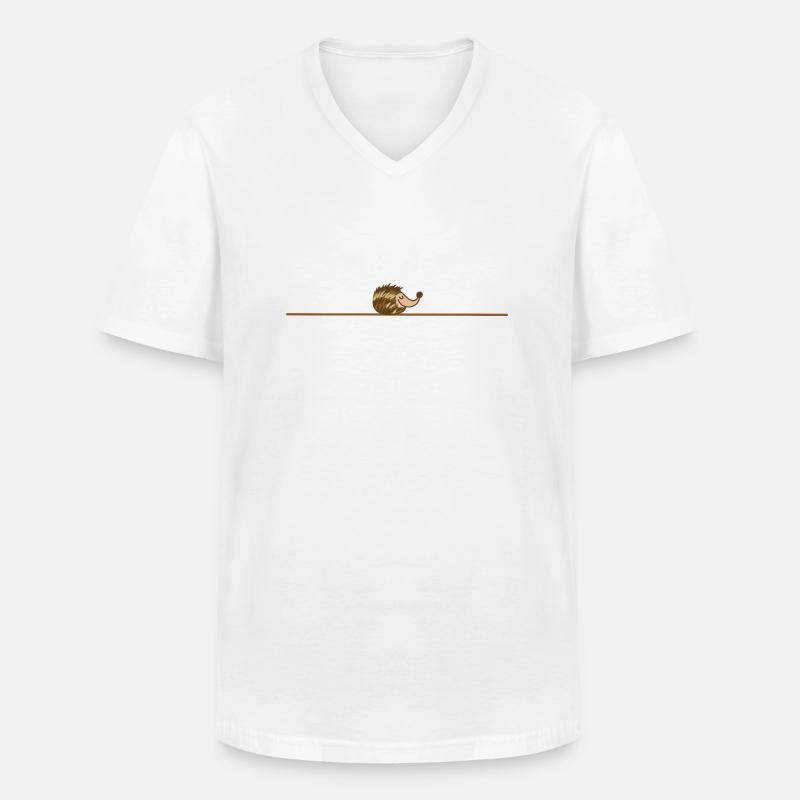 sleeping hedgehog - Men's V-Neck T-Shirt - white