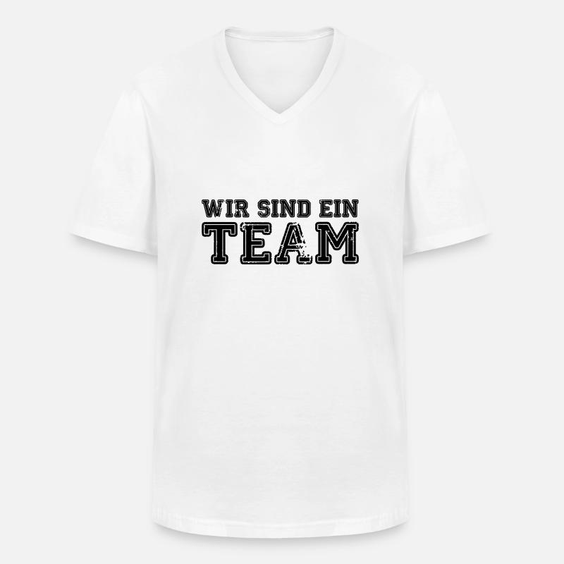 wir_sind_ein_team - Männer-T-Shirt mit V-Ausschnitt - Weiß