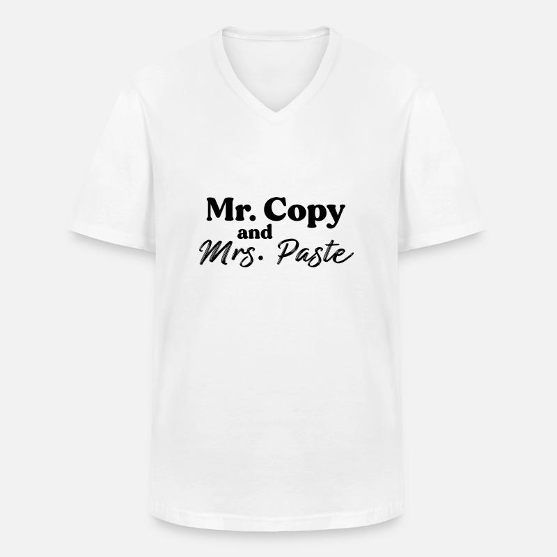 Mr. Copy and Mrs. Paste - Männer-T-Shirt mit V-Ausschnitt - Weiß