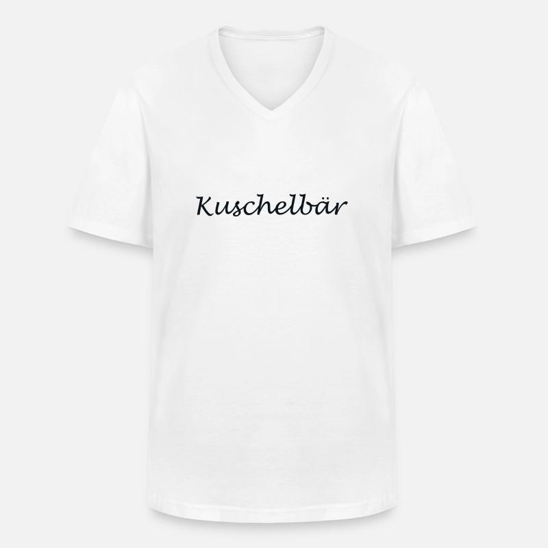 Kuschelbär - Männer-T-Shirt mit V-Ausschnitt - Weiß