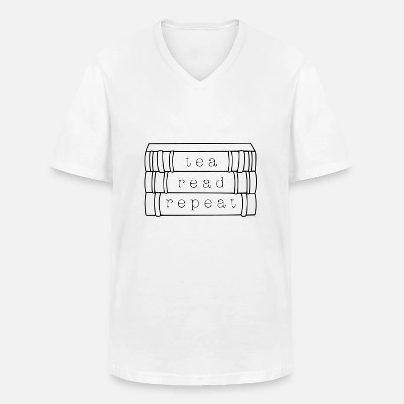 Tea. Read. Repeat. - Männer-T-Shirt mit V-Ausschnitt - Weiß