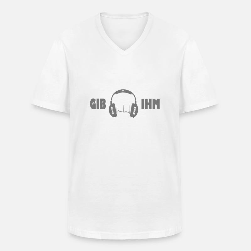 gib ihm kopfhörer exit-shirt - Männer-T-Shirt mit V-Ausschnitt - Weiß