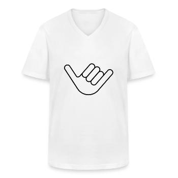 Shaka - Hang Loose - Surfergruß - Männer-T-Shirt mit V-Ausschnitt - Weiß - Vorne - AI Model Male 185 light (185cm)