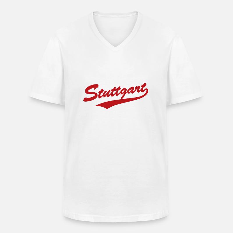 Stuttgart Baseball-Style - Männer-T-Shirt mit V-Ausschnitt - Weiß