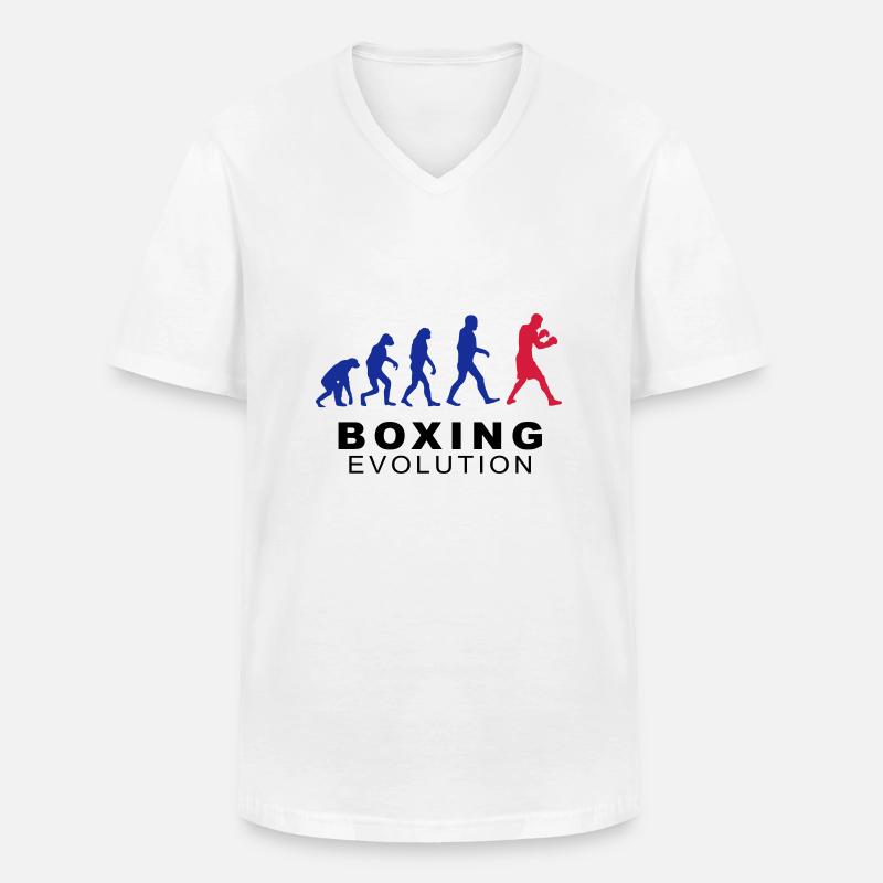 Boxing evolution - Männer-T-Shirt mit V-Ausschnitt - Weiß