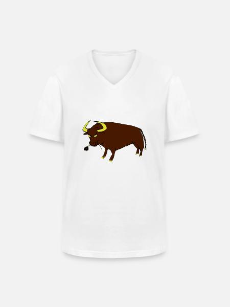Taureau Basque - T-shirt col V Homme - blanc
