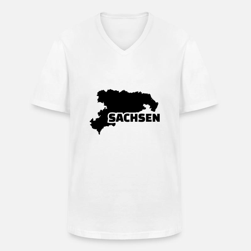 Sachsen - Männer-T-Shirt mit V-Ausschnitt - Weiß