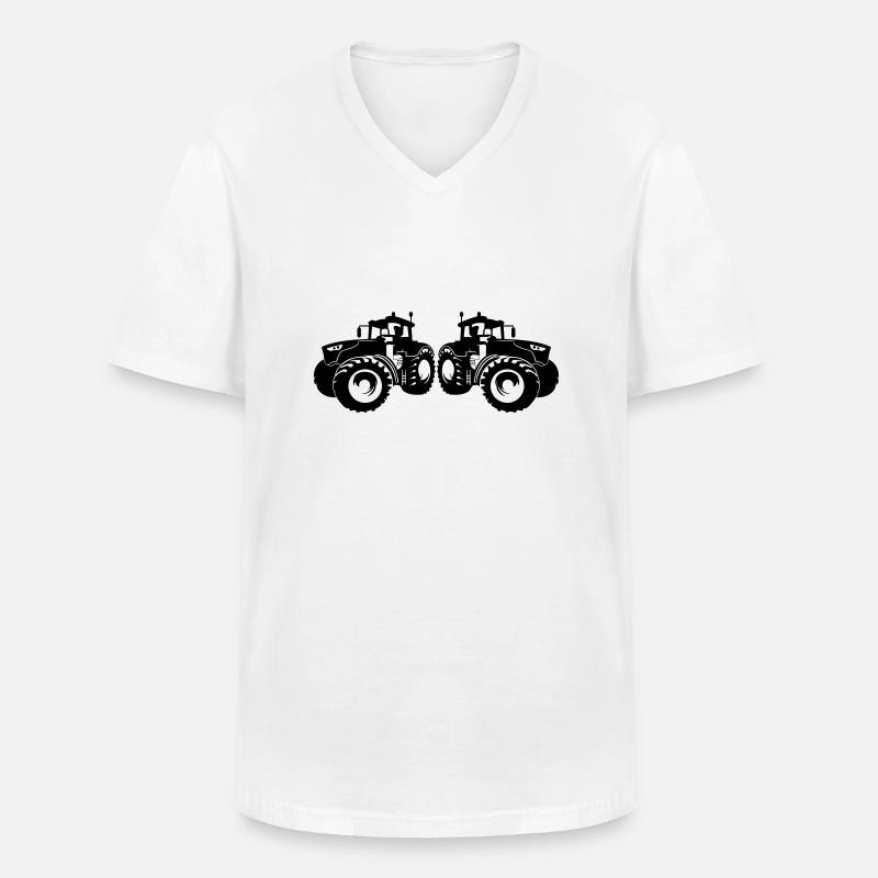 traktor_2 - Männer-T-Shirt mit V-Ausschnitt - Weiß