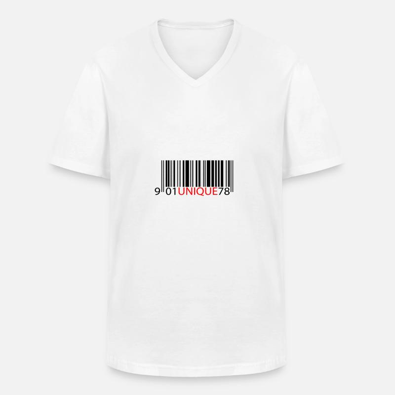 Einzigartiger roter Text-Barcode - Männer-T-Shirt mit V-Ausschnitt - Weiß