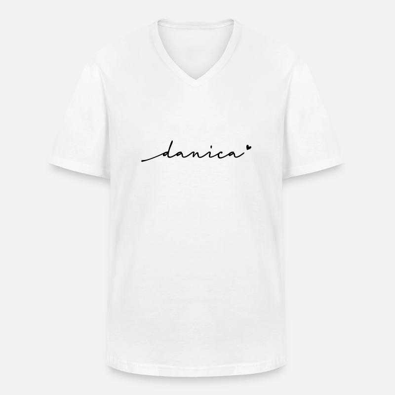 Danica Schreibschrift Name - Männer-T-Shirt mit V-Ausschnitt - Weiß
