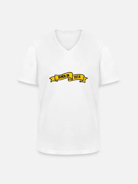 1974 - Männer-T-Shirt mit V-Ausschnitt - Weiß