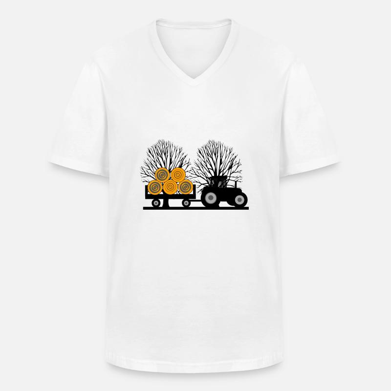 Traktor - Männer-T-Shirt mit V-Ausschnitt - Weiß