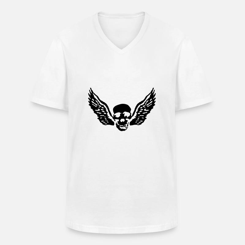 wingskull_092011_c_1c - Männer-T-Shirt mit V-Ausschnitt - Weiß