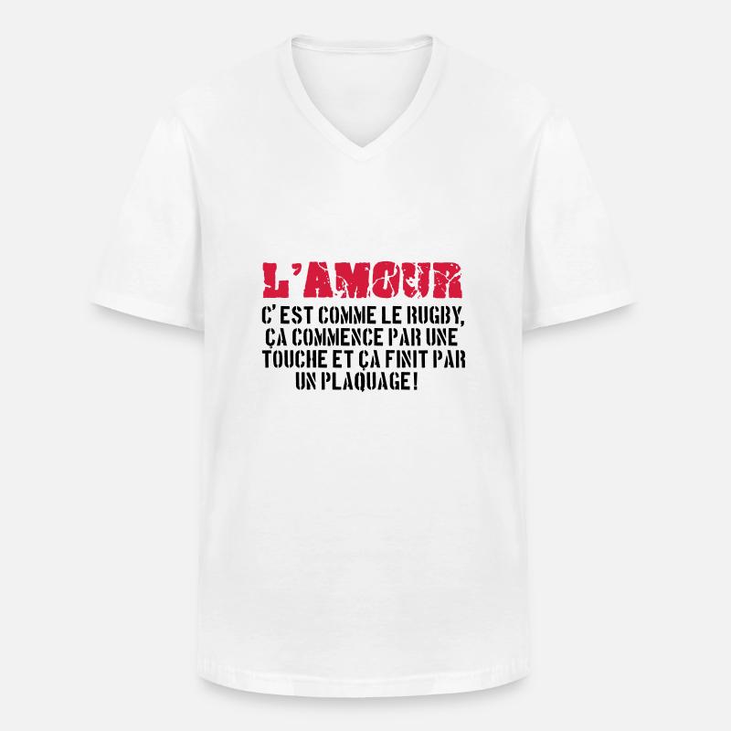 rugby - Männer-T-Shirt mit V-Ausschnitt - Weiß