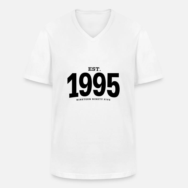 EST. 1995 Nineteen Ninety Five - Männer-T-Shirt mit V-Ausschnitt - Weiß