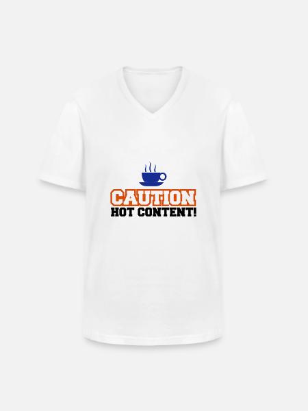 Caution Hot Content - Männer-T-Shirt mit V-Ausschnitt - Weiß
