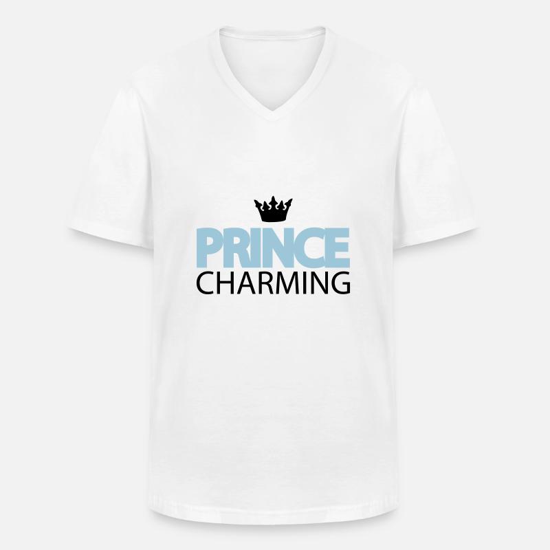 prince_charming prinz charmant krone - Männer-T-Shirt mit V-Ausschnitt - Weiß