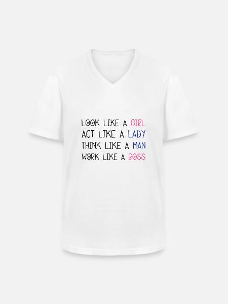 Look Like A Girl - Men's V-Neck T-Shirt - white