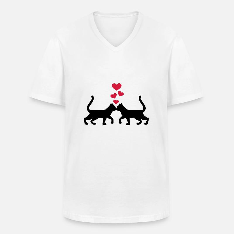 Katze - Männer-T-Shirt mit V-Ausschnitt - Weiß