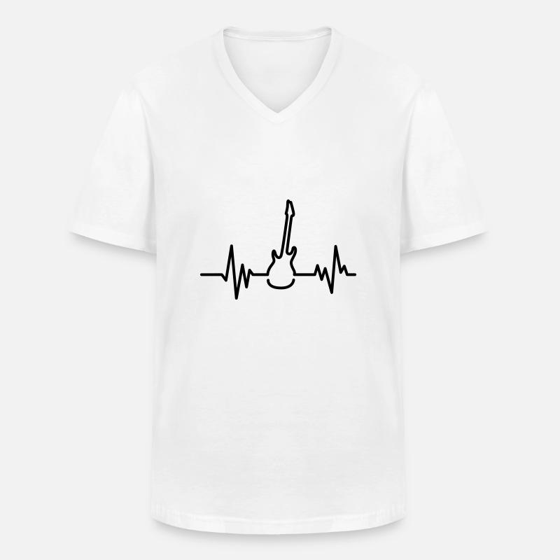Gitarre - Männer-T-Shirt mit V-Ausschnitt - Weiß