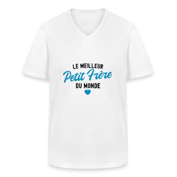 le meilleur petit frère du monde - T-shirt col V Homme - blanc - Devant - AI Model Male 185 light (185cm)