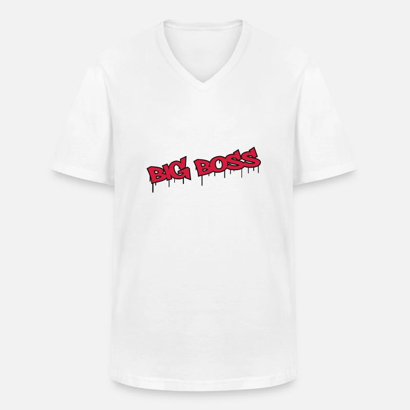 Big Boss - Männer-T-Shirt mit V-Ausschnitt - Weiß