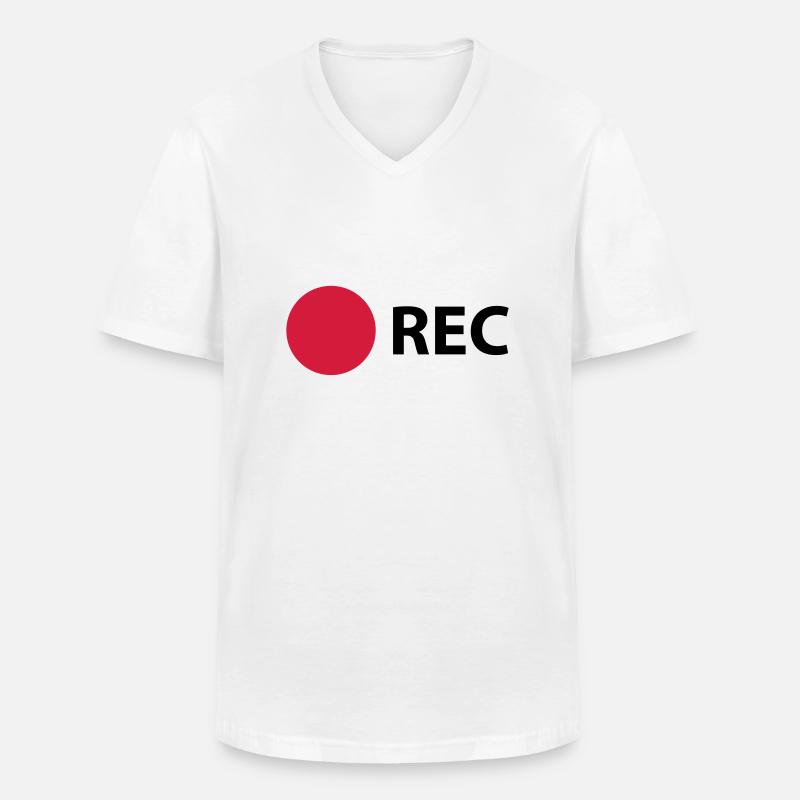 RECORD - Männer-T-Shirt mit V-Ausschnitt - Weiß