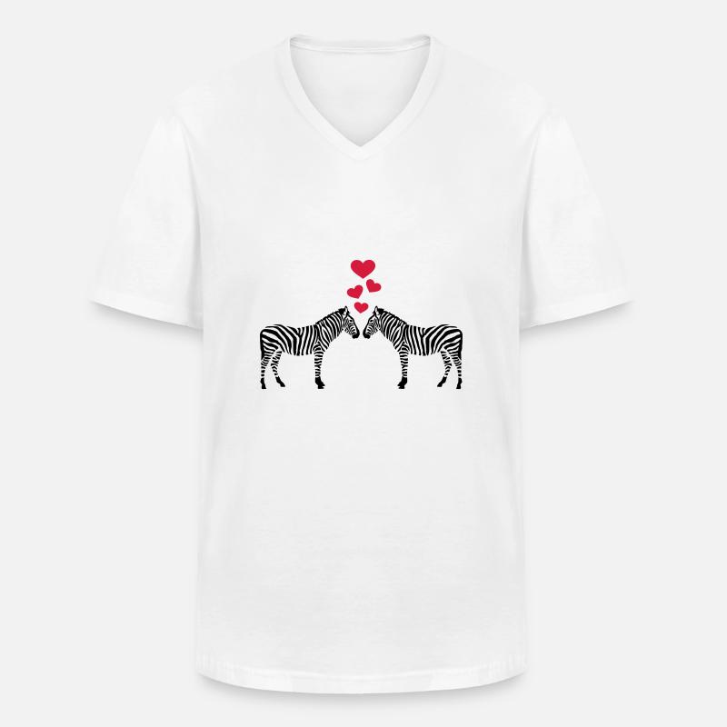 Zebras - Männer-T-Shirt mit V-Ausschnitt - Weiß