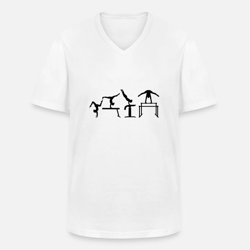 Turnen - Männer-T-Shirt mit V-Ausschnitt - Weiß