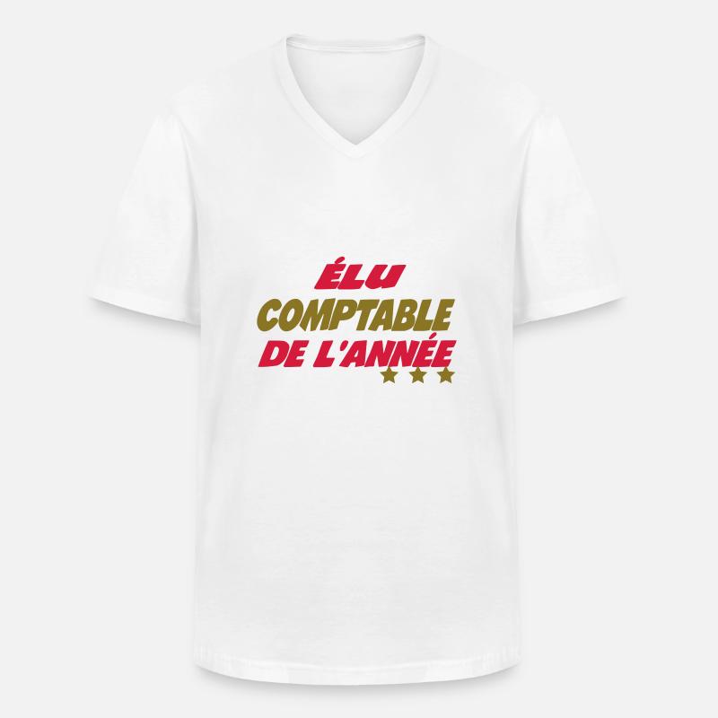 Elu comptable de l'année - Männer-T-Shirt mit V-Ausschnitt - Weiß
