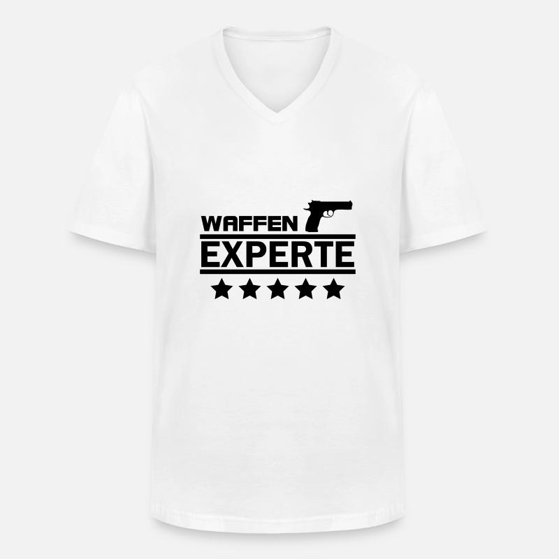 waffen experte - Männer-T-Shirt mit V-Ausschnitt - Weiß