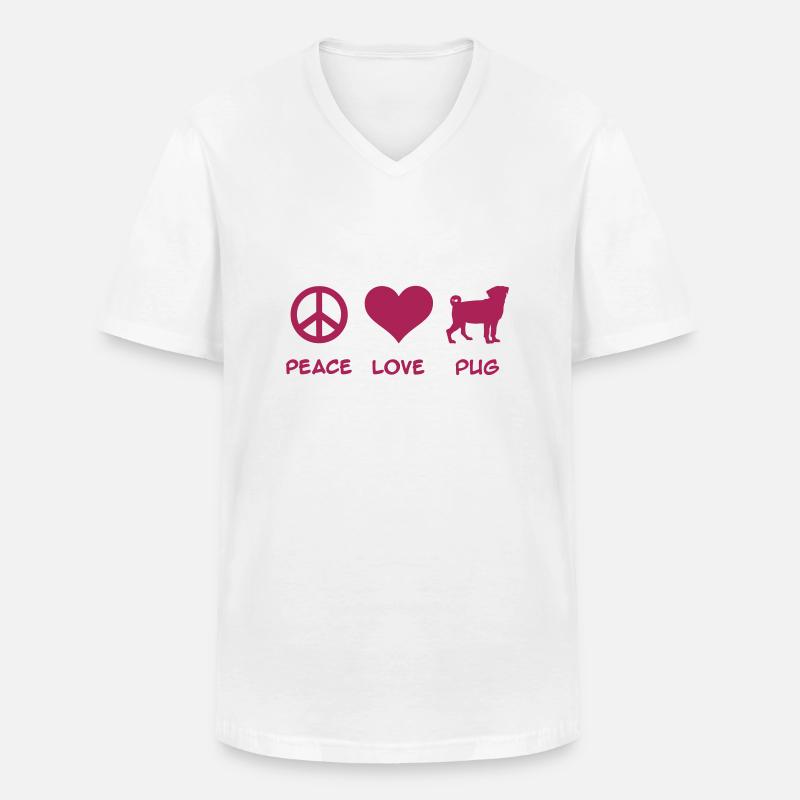 Mops - Männer-T-Shirt mit V-Ausschnitt - Weiß