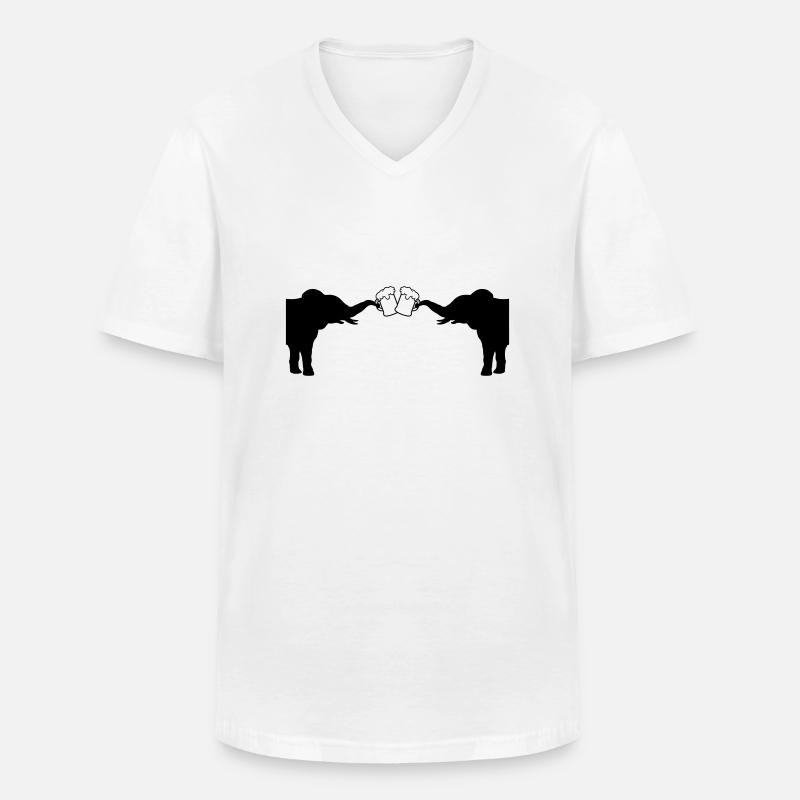 Anstoßen 2 Elefanten Bier - Männer-T-Shirt mit V-Ausschnitt - Weiß