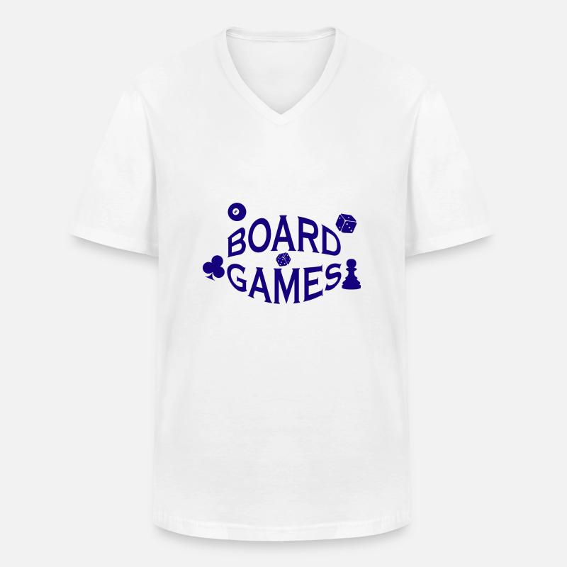 boardgame chess backgammon game night - Männer-T-Shirt mit V-Ausschnitt - Weiß