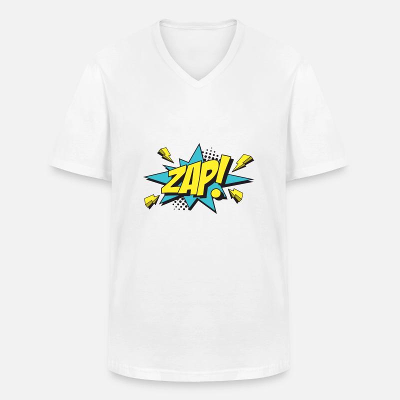 ZAP-Comic-Design - Männer-T-Shirt mit V-Ausschnitt - Weiß