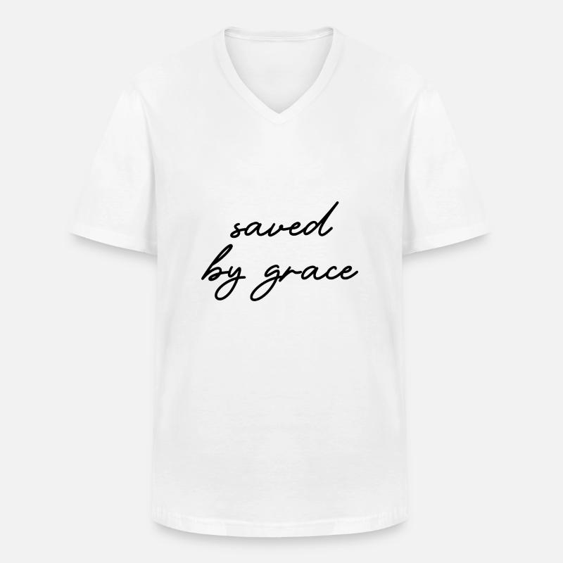 saved by grace - Männer-T-Shirt mit V-Ausschnitt - Weiß