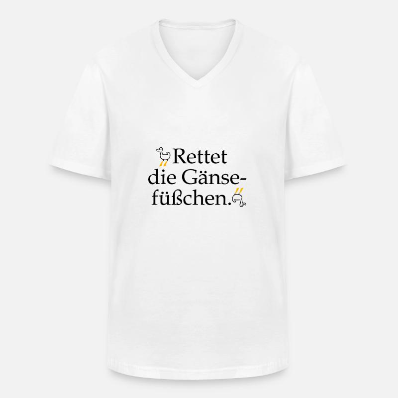 Rettet die Gänsefüßchen! - Männer-T-Shirt mit V-Ausschnitt - Weiß
