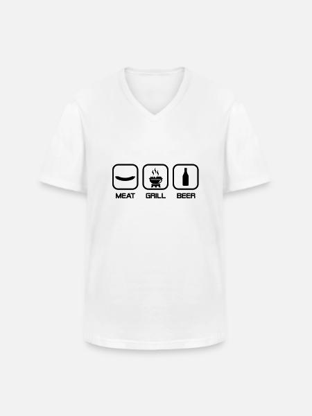 Meat Grill Beer - Männer-T-Shirt mit V-Ausschnitt - Weiß