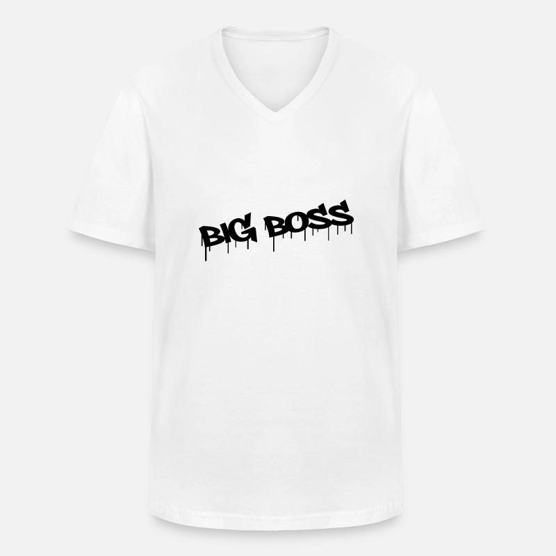 Big Boss - Männer-T-Shirt mit V-Ausschnitt - Weiß