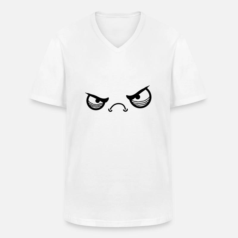Angry Face - Männer-T-Shirt mit V-Ausschnitt - Weiß