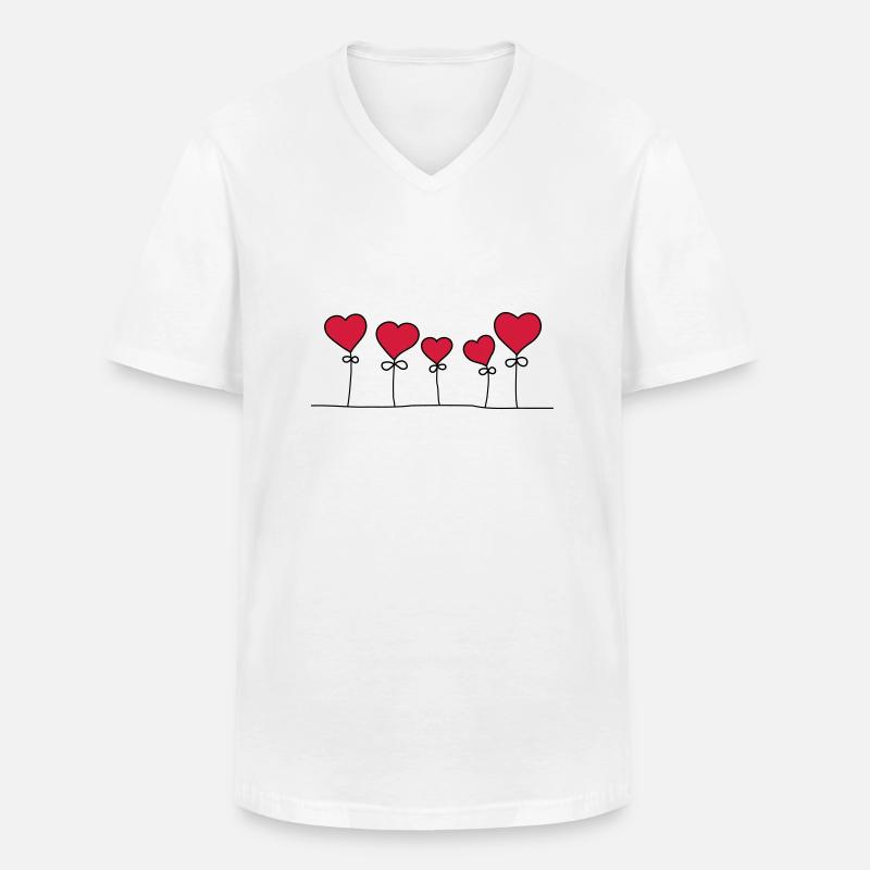 Herzen - Männer-T-Shirt mit V-Ausschnitt - Weiß