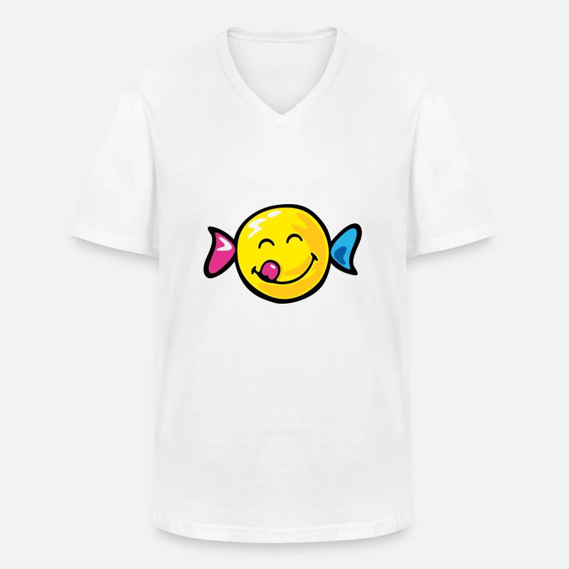 Smiley Sweety - Männer-T-Shirt mit V-Ausschnitt - Weiß