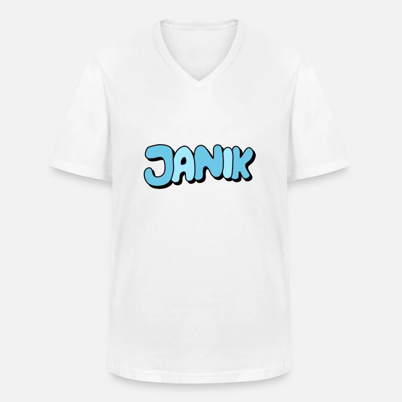 Janik - Männer-T-Shirt mit V-Ausschnitt - Weiß