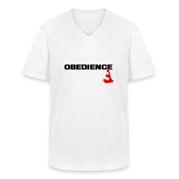Obedience with pylons - Men's V-Neck T-Shirt - white - Front - AI Model Male 185 light (185cm)