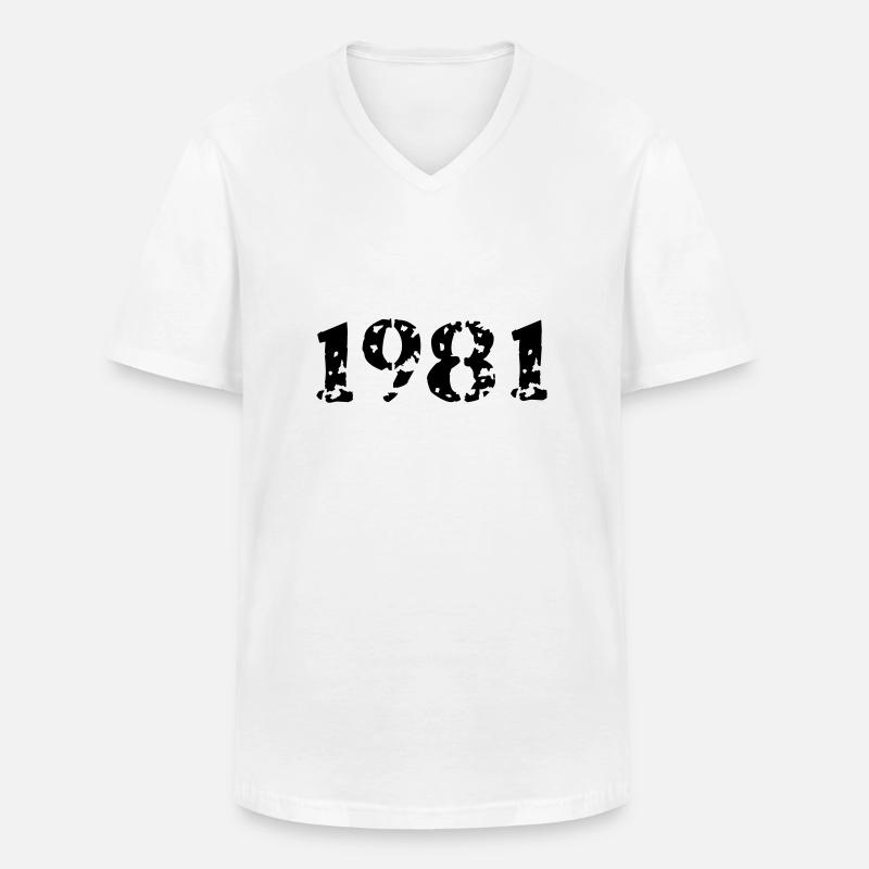 1981 - Männer-T-Shirt mit V-Ausschnitt - Weiß